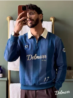 Свитшот в полоску на молнии Винтаж Old Money теплый весенний