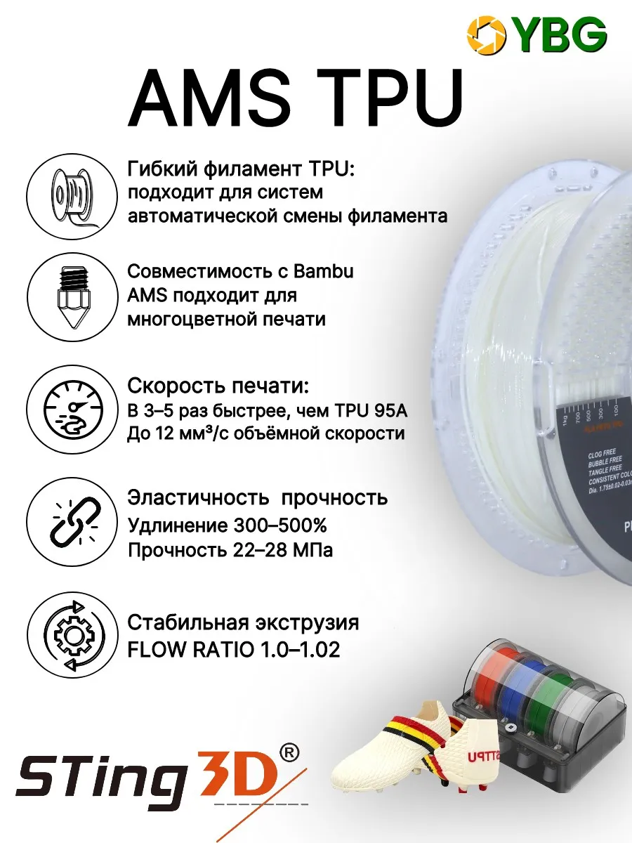 AMS TPU 95A белый гибкий 750 г — фото 5