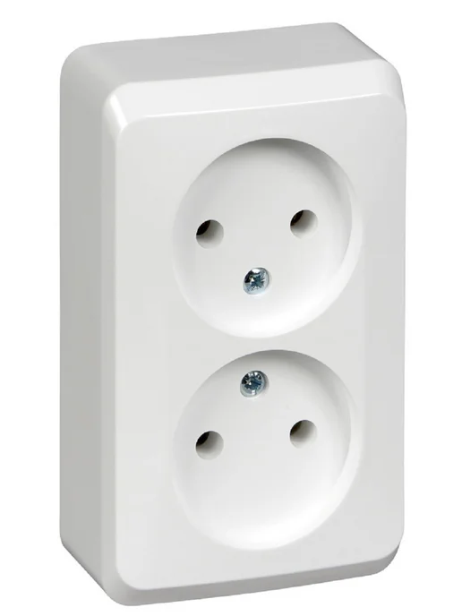 Systeme Electric Розетка двойная накладная белая без заземления Этюд, белый, фото 2