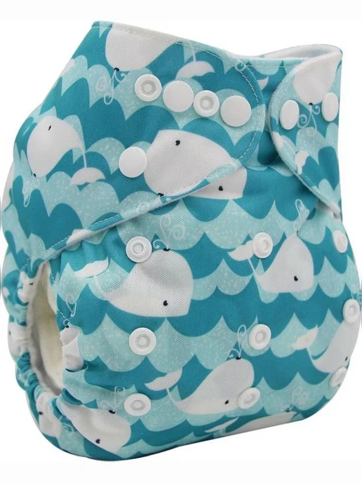 Многоразовый подгузник Белый кит M 3-15кг, 15 кг, фото 4