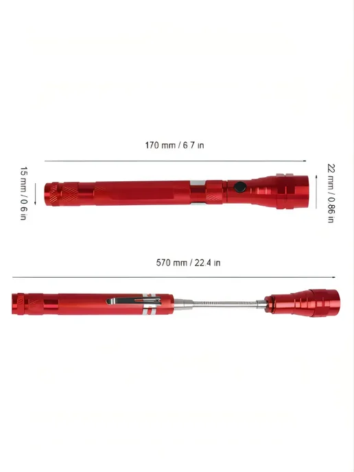 ACORNSTORE Фонарь ручной BL-8607R (Y-651) телескопический red, красный, фото 6