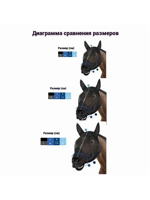 Антимоскитная маска для лошадей L, вариант