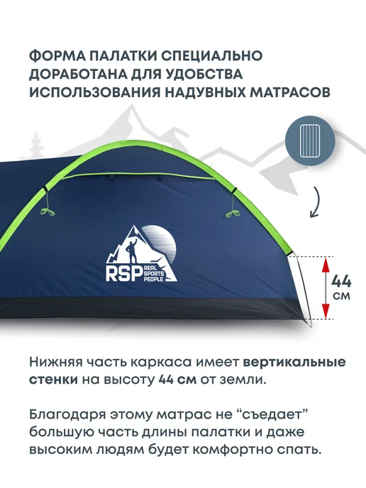 Палатка туристическая 2-х местная RSP Krewl 2 (синяя), синий, фото 6