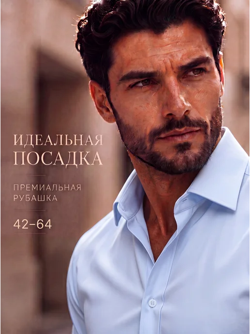 ANTONETS Классическая однотонная рубашка с длинным рукавом, голубой, фото 2