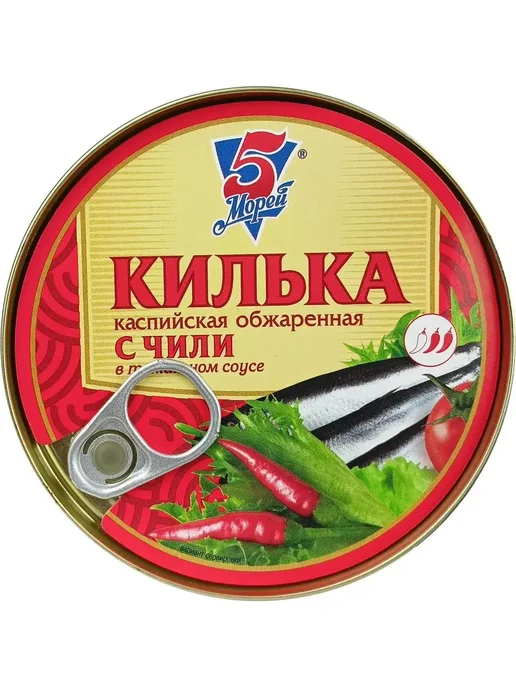 5 Морей Килька обжаренная в томатном соусе, 240 г - 4 шт, 240 г, фото 2