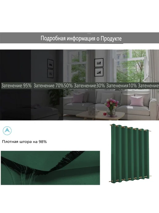Штора уличная 254x274 см темно-зеленый, 254x274 см, фото 3
