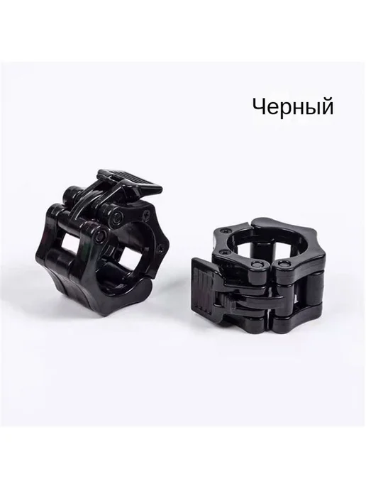 Замок для грифа пружинный Красный 2 шт, черный, фото 2