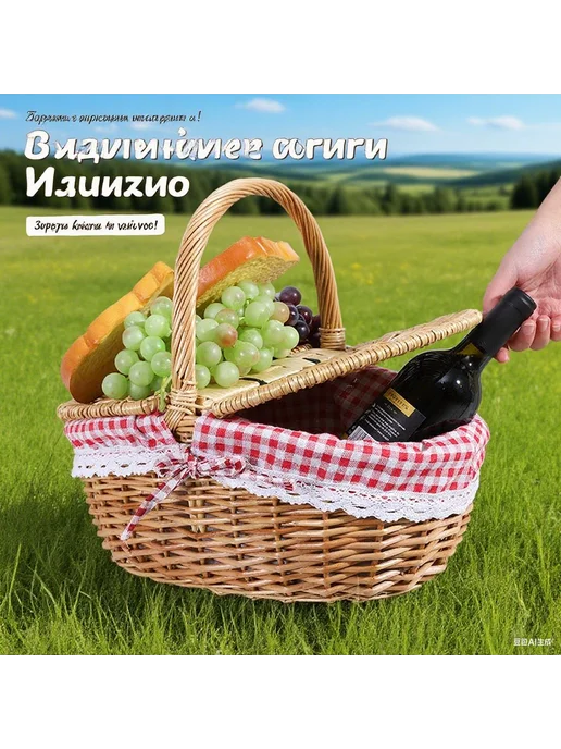 Корзина для пикника на 2 персоны красная, красный, фото 5
