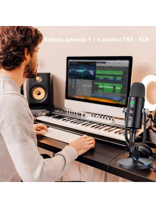 Аудиокабель 6.3 мм-XLR, 3 м, черный, синий, 3 м