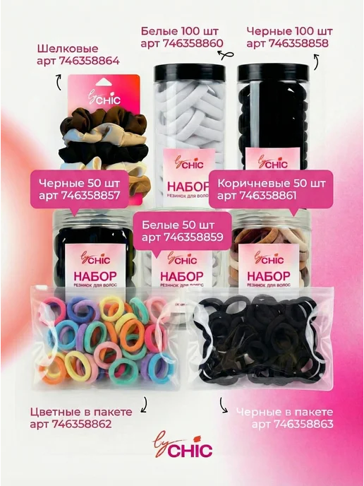 BYCHIC Резинки для волос маленькие, набор 100 шт, 100 шт, фото 8