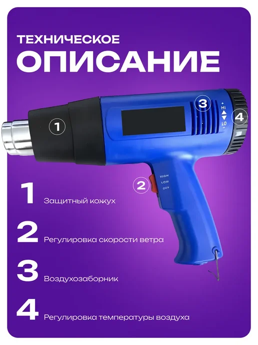 BESTMAG Фен строительный-технический-В, синий, фото 4