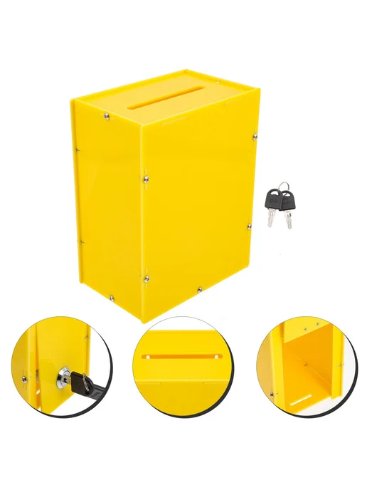 Ящик для предложений с замком акрил Желтый 20см, желтый, фото 6