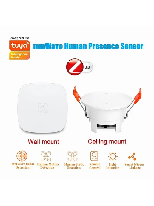 Датчик присутствия Tuya ZigBee mmWave с яркостью, вариант