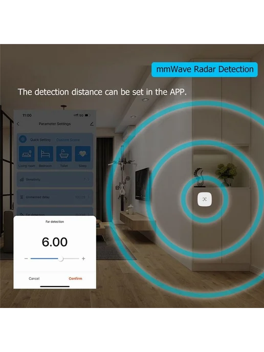 Датчик присутствия Tuya ZigBee mmWave с яркостью, вариант, фото 4