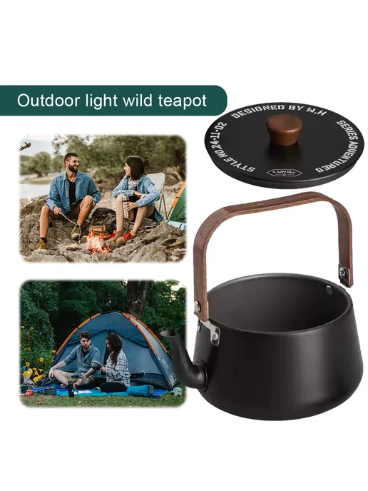 1 1л портативный чайник с дерев ручкой для Outdoor черный, 1 л, фото 3