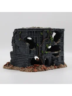 Декор для аквариума "Старинный дом" серый 15x18 5см