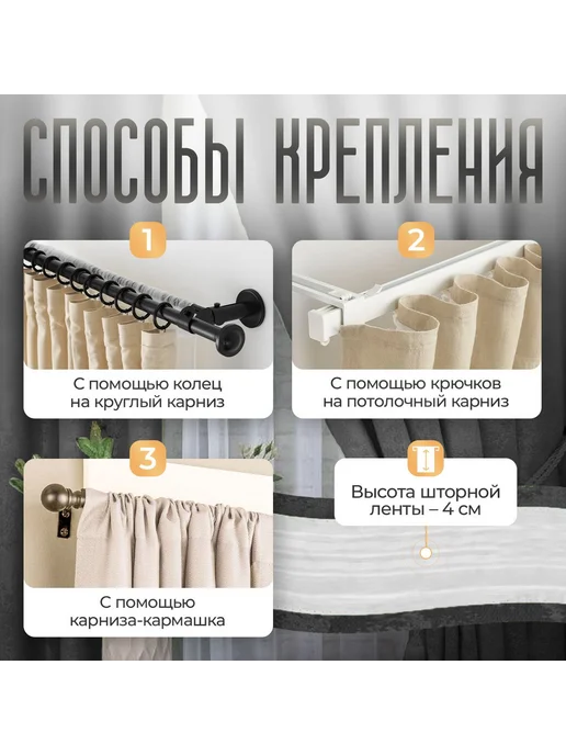 Штора мрамор 200х200 см, Темно-серый, серый