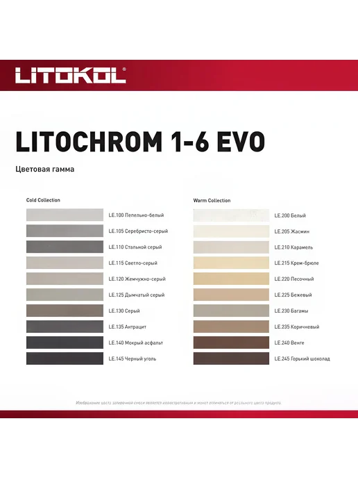 Затирка цементная LITOKOL LITOCHROM 1-6 EVO LE 110 стальной, серый, фото 4