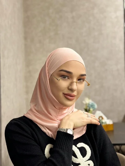 HABIBI Хиджаб модель «Зейна» с подбородком на завязках, розовый, фото 2