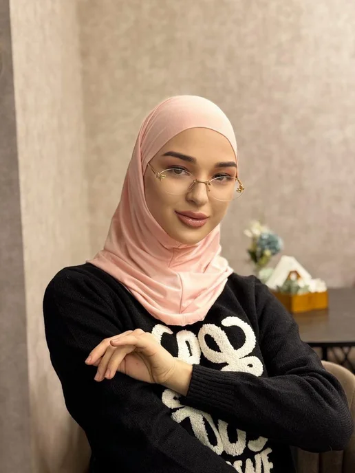 HABIBI Хиджаб модель «Зейна» с подбородком на завязках, розовый, фото 3