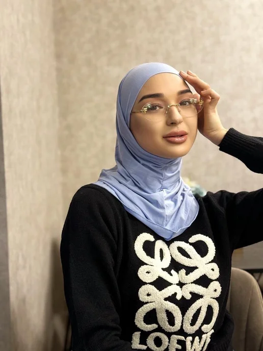 HABIBI Хиджаб модель «Зейна» с подбородком на завязках, голубой, фото 2