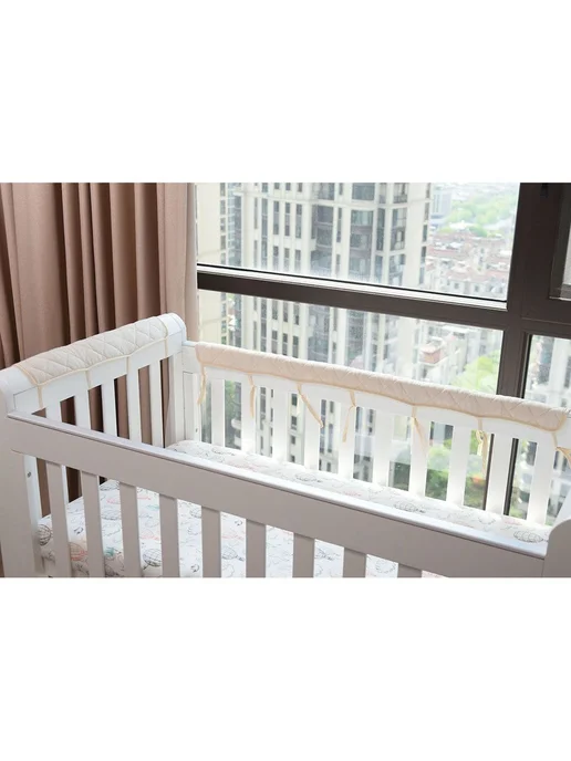 Бортик для кроватки хлопок розовый 15*60 см, 15x120 см