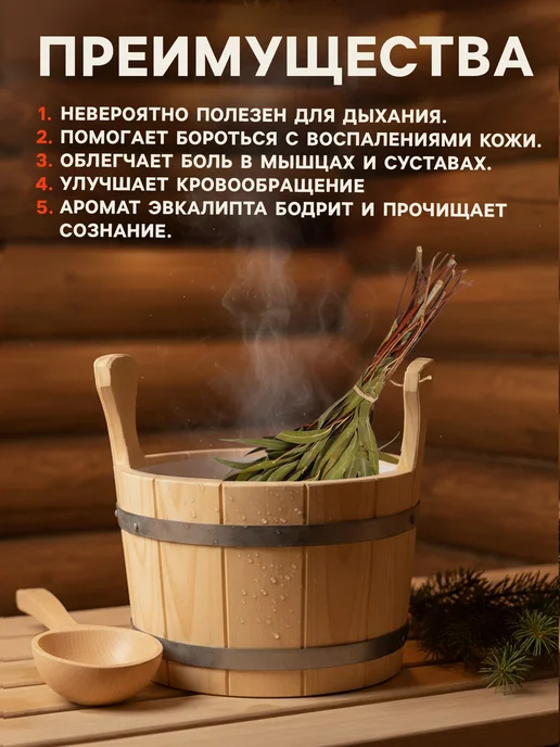 Добропаровъ Веник для бани эвкалиптовый, 50x3x20, фото 3