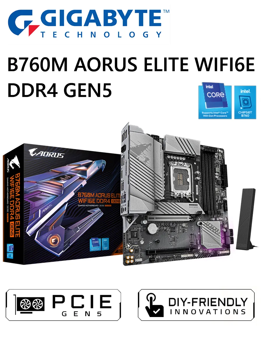 Материнская плата LGA1700 B760M AORUS ELITE WIFI6E DDR4 GEN5 Gigabyte 747955568 купить в интернет‑магазине Wildberries