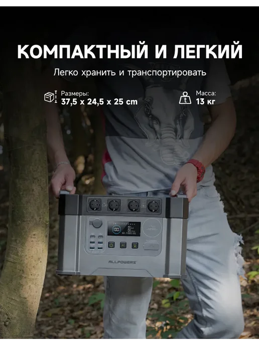 Портативная электростанция 600Вт220В с беспроводной зарядкой, 2400 Вт, 1451 Вт, фото 3