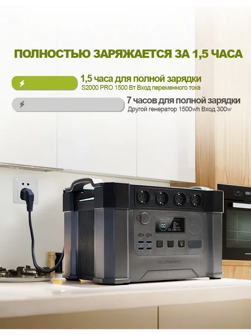 Портативная электростанция 600Вт220В с беспроводной зарядкой, 2400 Вт, 1451 Вт, фото 4