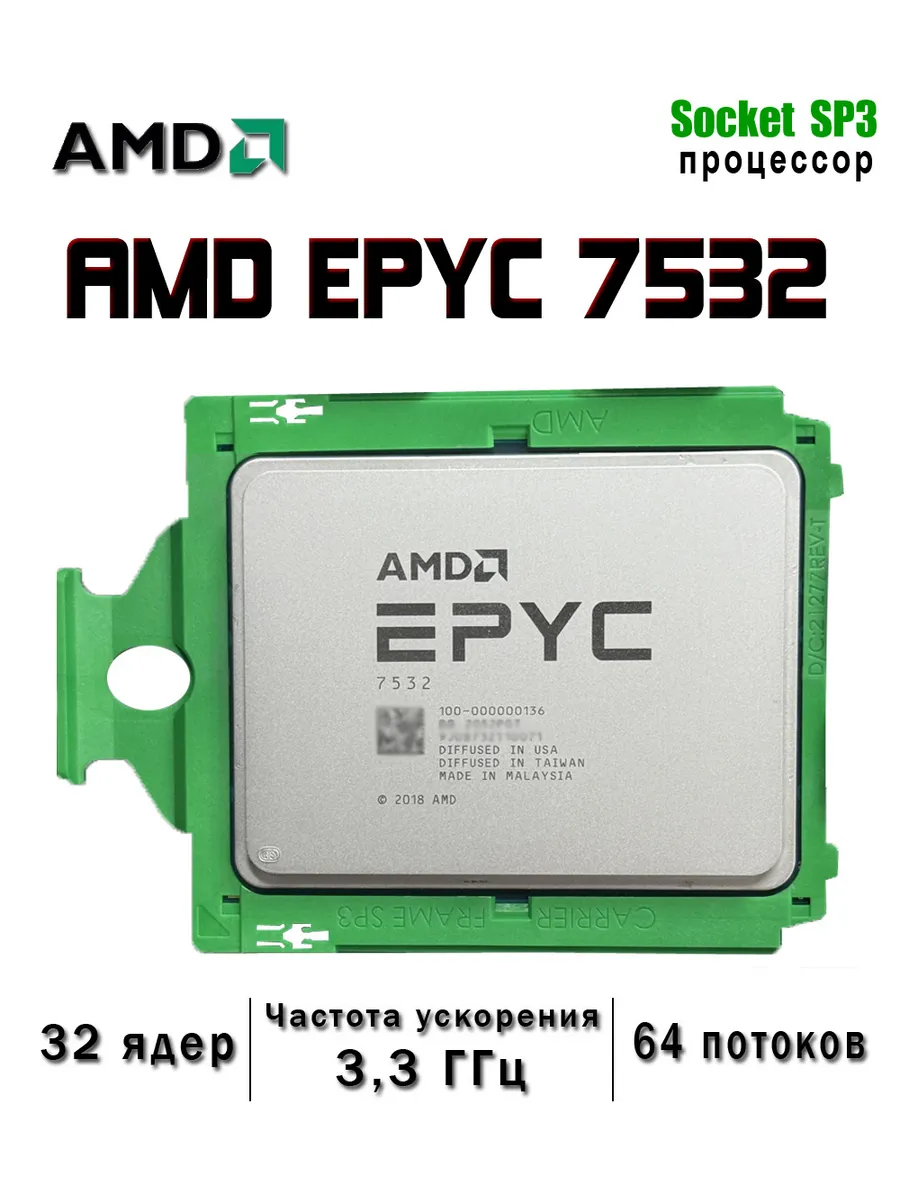 AMD Процессор EPYC 7532 Socket SP3 32 ядер 64 потоков Server cpu