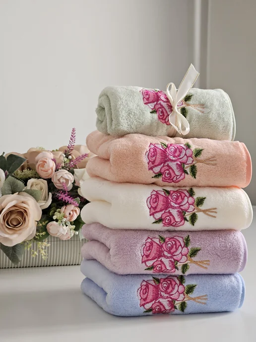 Fidan home Кухонные полотенца из микрофибры на 8-марта 5 шт 75х35см, 75x35 см, 5 шт, фото 5