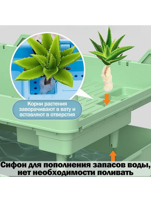 Набор для аквариума Прямоугольный Зеленый, зеленый, фото 2