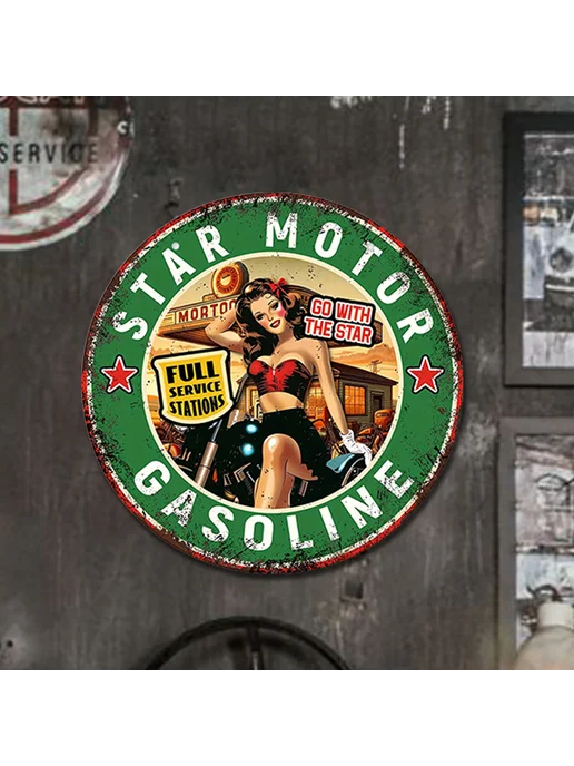 Жестяная табличка Garage Girl винтаж металл 30x30см, 30x30 см, фото 2