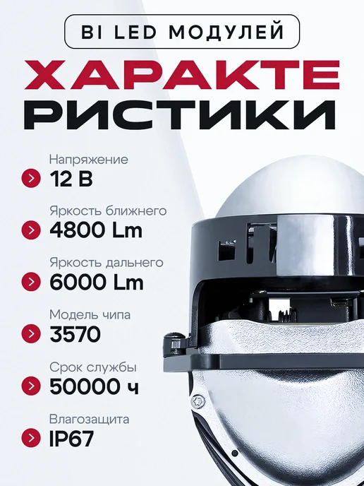 AUTOFORCE Би лед линзы в фары 2.5 дюйма, вариант, фото 2