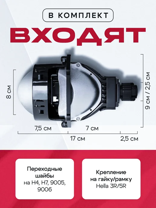 AUTOFORCE Би лед линзы в фары 2.5 дюйма, вариант, фото 6