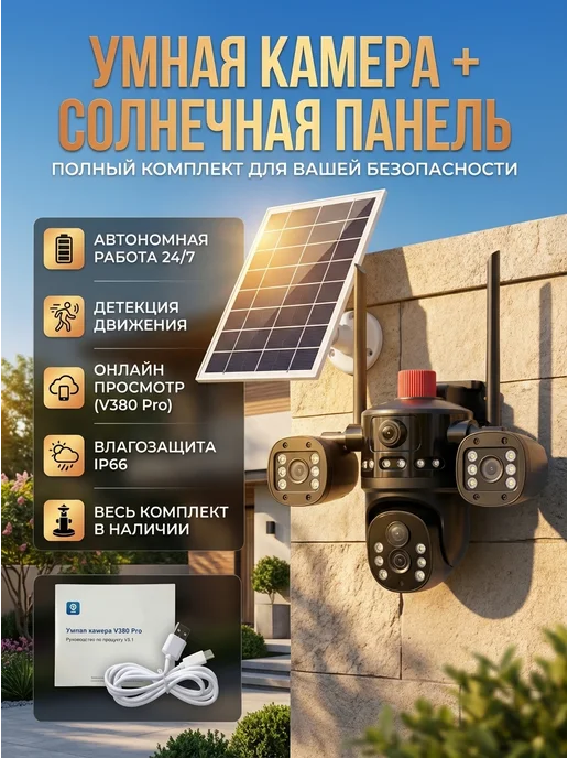 Камера видеонаблюдения уличная wi-fi, черный, фото 4
