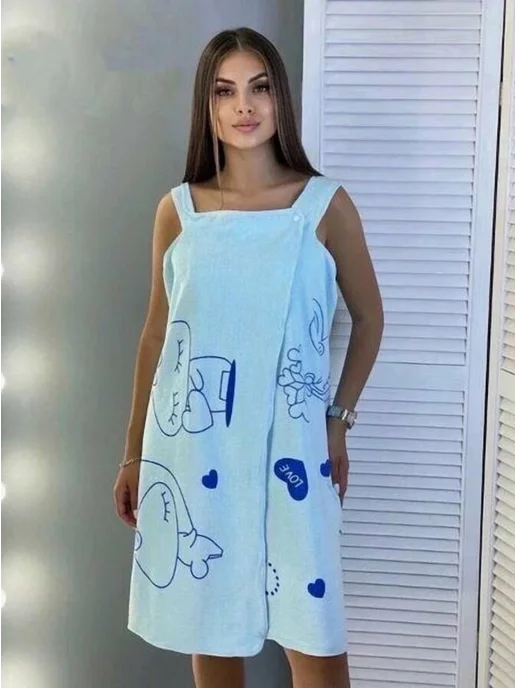 Ки́лт для бани женский микрофибра голубой, голубой, фото 2