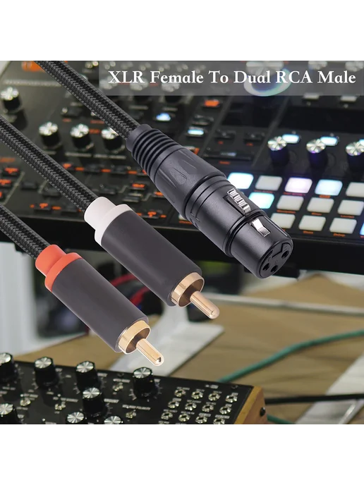 XLR Female→Dual RCA Male аудиокабель 1м антипомехи, 1 м, фото 7