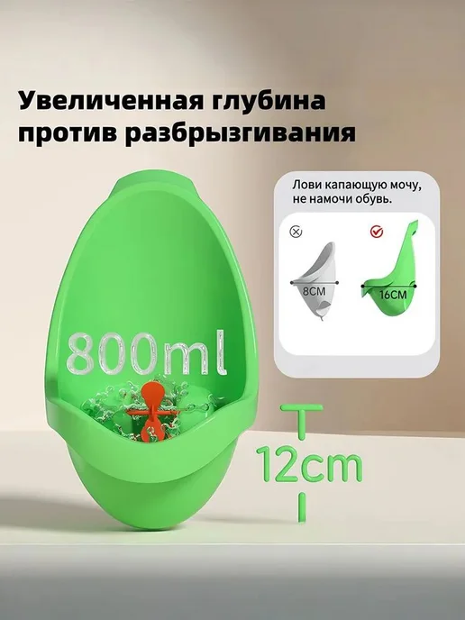 Писсуар детский настенный лягушонок крючок-зел, вариант, фото 2