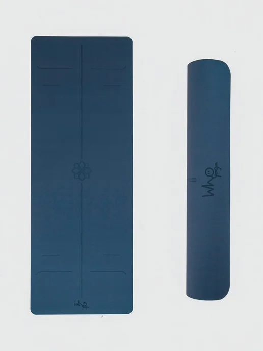 Коврик для йоги WHO YOGA каучук premium matte синий, синий, фото 3