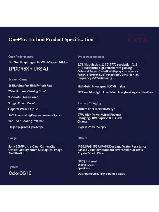 Смартфон OnePlus Turbo 6 16/256 ГБ, серебристый, фото 4