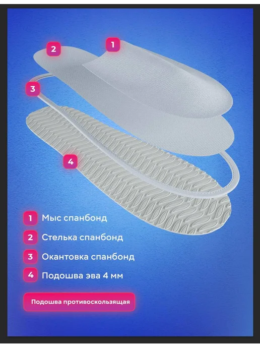 Тапочки д солярия 10 шт. Белый, 10 шт