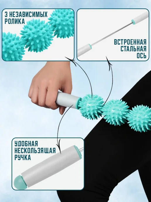 Банный массажер бирюзовый 3 ролика, вариант, фото 4