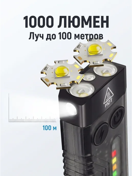 Фонарь аккумуляторный мощный прожектор 1000 лм, вариант, фото 4