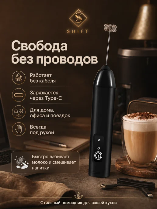 Капучинатор электрический для вспенивания молока, черный, фото 4