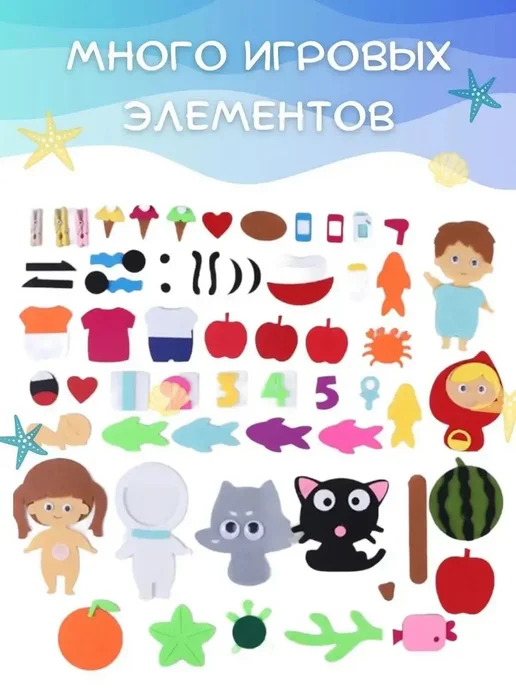 Игрушки для малышей - книга из фетра на липучках, синий, фото 5