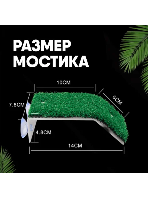 Мостик для черепах на присосках Зеленый, зеленый, фото 4