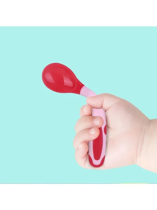 Гибкая ложка для детского питания, Розовая Spoon, розовый, фото 3
