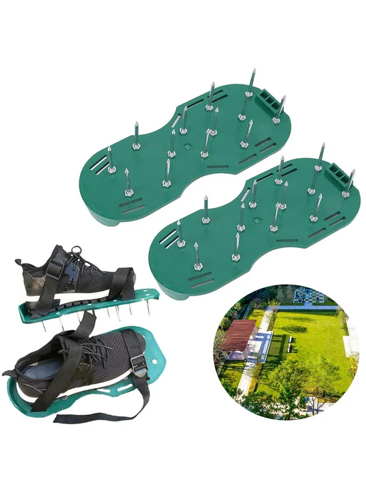 Обувь для аэрации газона Sandals регулируемый ремень зелёны, зеленый, фото 2